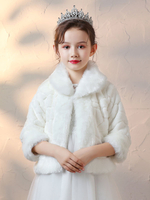 Fille de fleur enveloppe ivoire manches longues manteau en fausse fourrure vêtements dextérieur dhiver pour fille de fleur