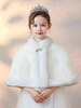 Fille de fleur enveloppe ivoire sans manches en fausse fourrure cape hauts pour fille de fleur