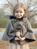 Fille Poncho Cape Noël Cape Gris Foncé Uniforme Tissu Tricot Vacances Costumes