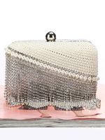 Flapper 1920s Clutch Bags Great Gatsby Silver Strass Tassel Beaded Cross Body Sacs Déguisements Halloween