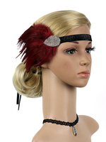Flapper Bandeau Plumes Années 1920 Great Gatsby Headpieces Strass Femmes Vintage Accessoires De Cheveux Déguisements Halloween
