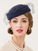 Flapper Fascinator Vintage laine chapeau bleu Royal Bowknot féminines Déguisements Halloween