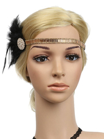 Flapper Headpieces années 1920 Great Gatsby Bandeau Plume Strass Femmes Rétro Accessoires De Cheveux Plume Strass Femmes Déguisements Halloween