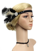 Flapper Headpieces Rétro Accessoires de cheveux Plume Strass Femmes 1920 Grand Bandeau Gatsby Déguisements Halloween