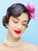 Flapper Vintage bandeau plume fleurs Fuchsia Costume rétro chapeau Déguisements Halloween