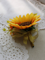 Fleur Boutonnière Prom jaune tournesol fleurs de mariage synthétiques