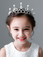 Fleur fille diadème argent perle strass perle enfants accessoires cheveux