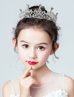 Fleur fille diadème couronne headpieces strass royal accessoires de cheveux de fête de mariage pour les enfants