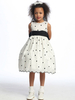 Fleur fille Robe Dentelle Sash Jewel Colfe sans manches Ivoire