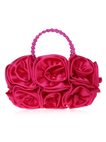 Fleur Pochette de mariage Rose Satin Bridal Purse Party Soirée Sacs à main