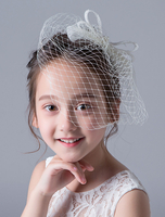 Flower Girl Accessoires de cheveux Vintage Bow Blusher Veil Ivoire Headpieces