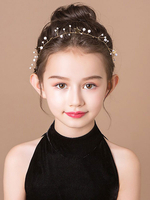 Flower Girl Headpieces Blond Stars Print Ribbons Headwear Accessoires de cheveux en métal pour enfants