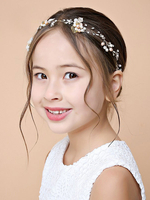 Flower Girl Headpieces Gold Pearls Headwear Metal Kids Accessoires pour cheveux