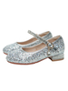 Flower Girl Shoes Silver PU Cuir Paillettes Party Shoes Pour Enfants
