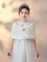 Flower Girl Wraps Ivoire sans manches en fausse fourrure Cape Flower Girl Winter Poncho