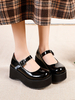 Footwear Lolita académique Noir Toile ronde Cuir PU Daily Casual Lolita Pompes