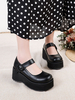 Footwear Lolita académique Noir Toile ronde Cuir PU Daily Casual Lolita Pompes