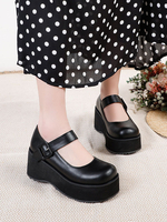 Footwear Lolita académique Noir Toile ronde Cuir PU Daily Casual Lolita Pompes