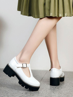 Footwear Lolita académique White PU cuir rond pompe lolita