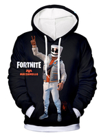Fortnite Marshmello Cosplay Costumes à capuche Sweat à capuche imprimé adulte noir