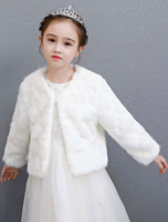 Fourrure de mariage filles veste fausse fourrure ivoire manches longues hiver wraps