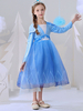 Frozen 2 Elsa la Reine des Neiges Robe à encolure carrée manches longues thé longueur Princesse Silhouette plissés Party Robes