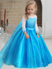 Frozen 2 Elsa la Reine des Neiges Robe cou manches longues longueur de cheville une ligne plissée formelle enfants robes historique robe princesse