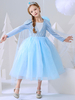 Frozen 2 Elsa la Reine des Neiges Robe encolure carrée Manches longues Boutons Party Robes