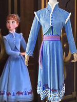 Frozen princesse Anna Cosplay Costume bleu Polyester Film Cosplay Costume ensemble
