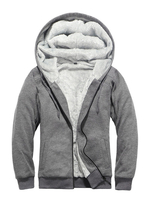 Full Zip Men à capuche en laine en gris