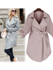 Gabardine à Col Revers Fermeture à boutonnage croisé avec Poches Ceinturé Femme Manteau Hiver Femme