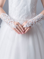 Gants de fille de fleur blanche strass