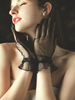 Gants de mariage à volants en tulle court Gants de mariée noirs