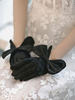 Gants de mariage Accessoire court Gants de mariée en dentelle de tulle avec nœud