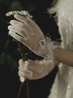 Gants de mariage Accessoires courts Gants de mariée en dentelle de tulle