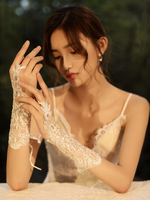 Gants de mariage Gants sans doigts Accessoire court Gants de mariée en dentelle de tulle