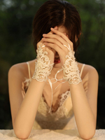 Gants de mariage Gants sans doigts Accessoire court Gants de mariée en dentelle de tulle