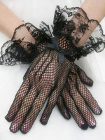 Gants de mariage noirs Gants de mariée en dentelle