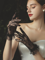 Gants de mariage noirs Gants de mariée en dentelle de polyester