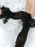 Gants de mariage noirs Gants de mariée en polyester en dentelle