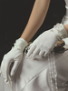 Gants de mariage pour femmes blanches en tissu satiné fleurs perlées gants de mariée
