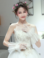 Gants de mariée Ivoire Perles Tulle Longueur du poignet Volants Accessoires de mariage