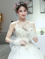 Gants de mariée Tulle Longueur poignet Volants Accessoires de mariage Ivoire