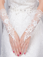 Gants gants en tulle ivoire de fiançailles Longueur de poignet