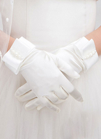 Gants Gants Tissu de satin blanc fête de mariage Longueur de poignet