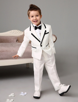 Garçon Costume De Mariage Tuxedo Veste Pantalon Chemises Bow Tie Ivoire Enfants Vêtements Formelle 4 Pcs Anneau Porteur Costume