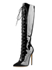 Genou bottes bout pointu talon aiguille 4.7 à lacer des bottes femmes