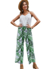 Gilet blanc pour femme Pantalon vert Ensemble de deux pièces Tenue dété décontractée sans manches en polyester