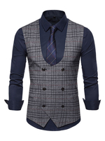 Gilet De Costume 2021 Décontracté Gris Foncé À Carreaux Pour Hommes