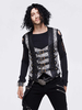 Gilet en patchwork jacquard gothique punk pour homme costume argenté